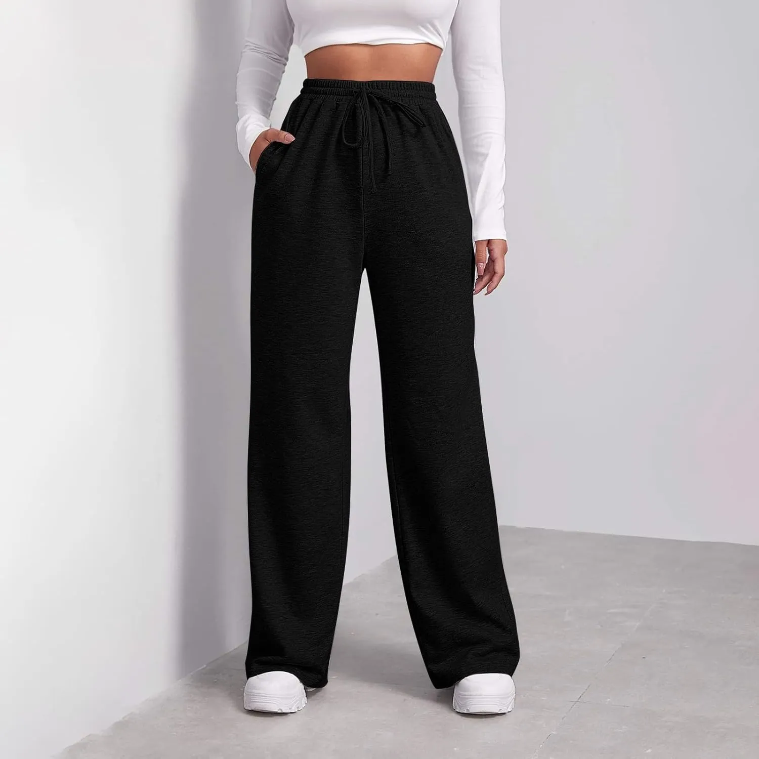 Womens Sweatpants Drawstring High Waisted Bottoms Plus Size Joggers Running Comfy Ski Hiking Pants Trousers