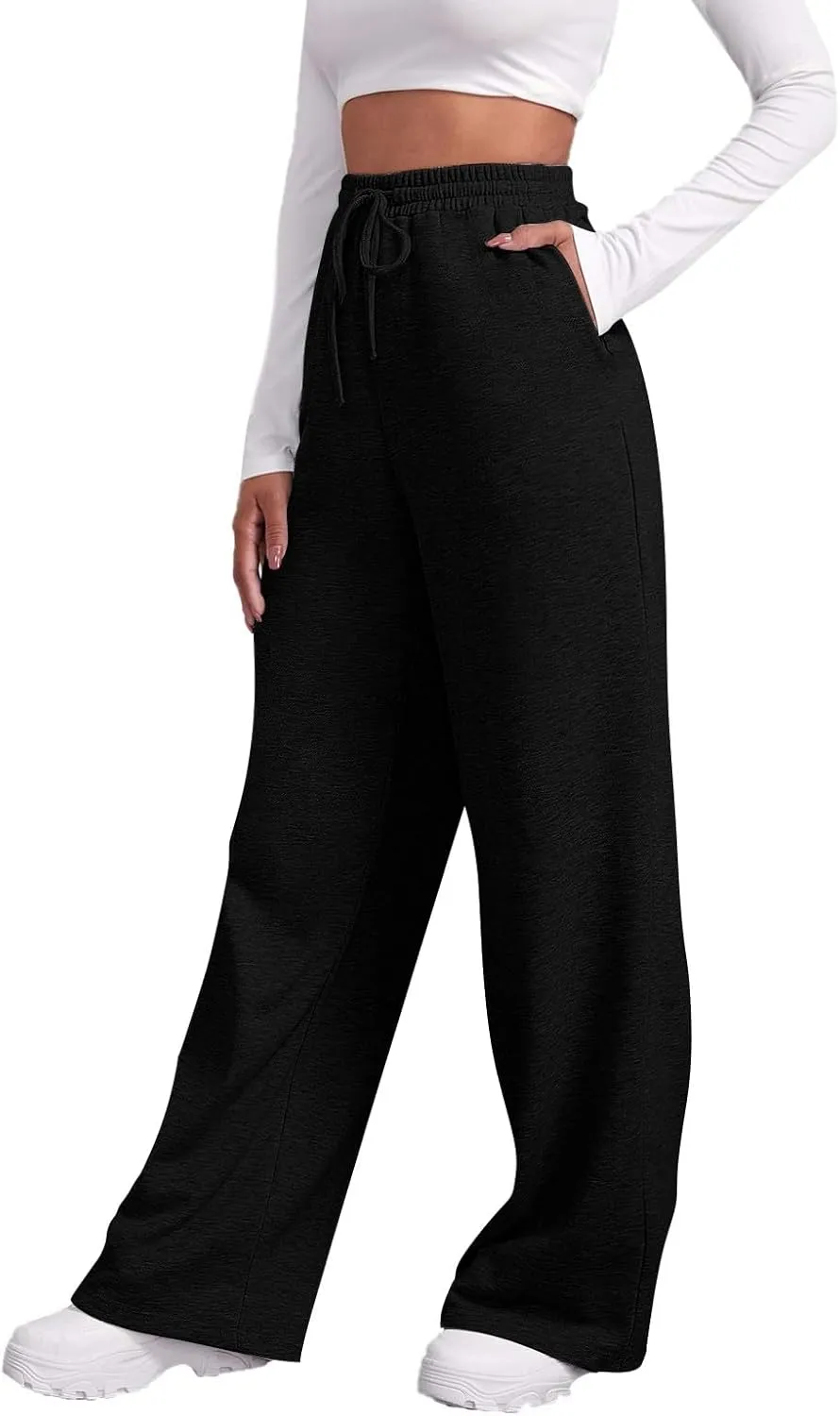 Womens Sweatpants Drawstring High Waisted Bottoms Plus Size Joggers Running Comfy Ski Hiking Pants Trousers