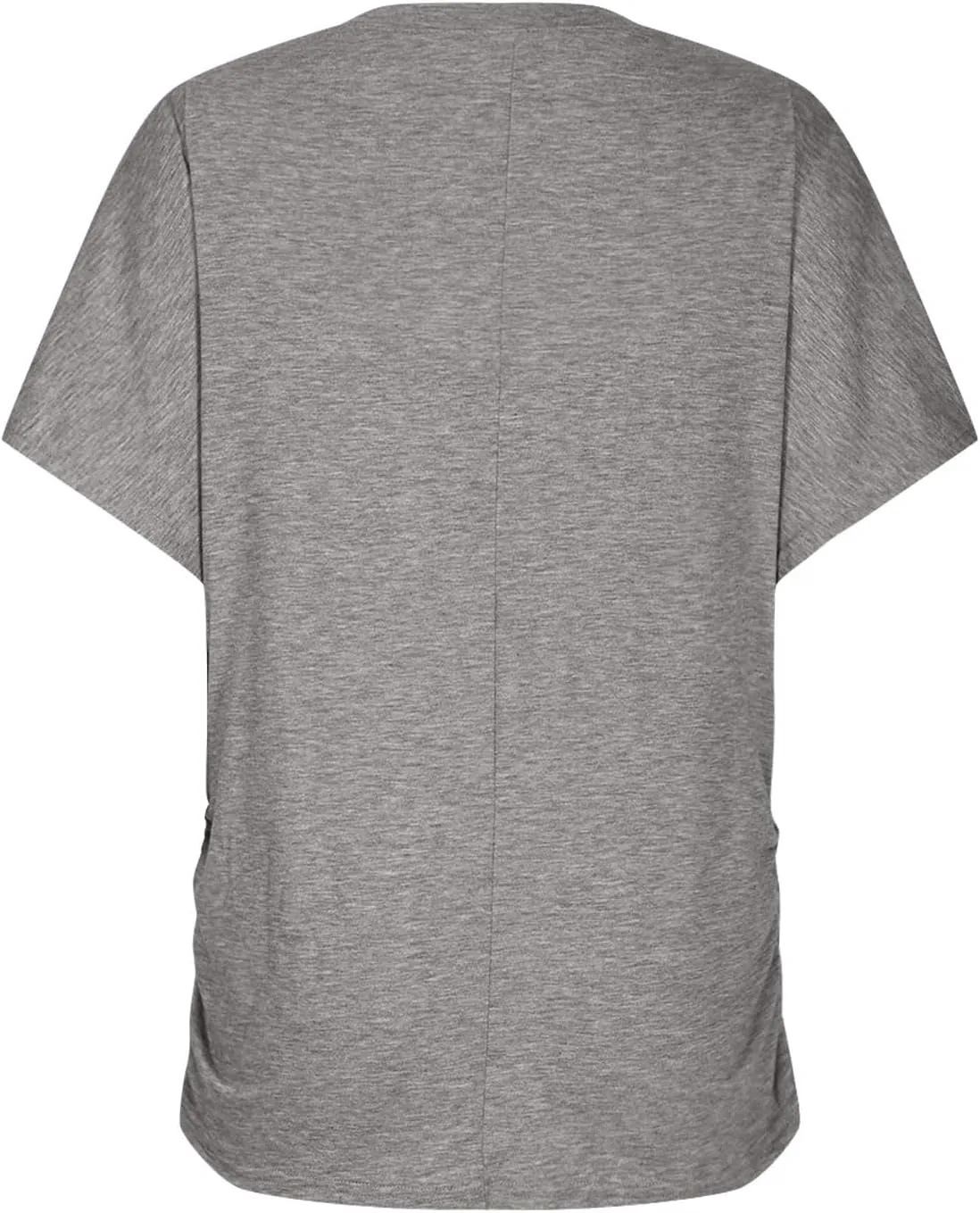 Womens Tops Basic V Neck T Shirts Short Sleeve Dressy Tunic Tops with Side Shirring Ruched Loose Fit Blouse Shirts