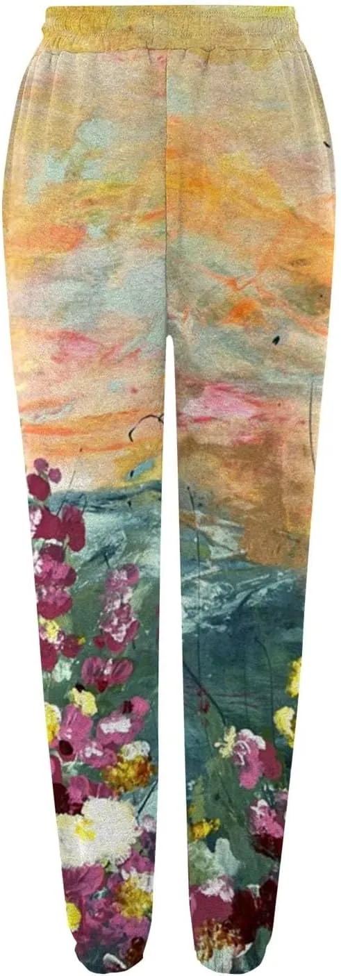 Womens Wide Leg Sweatpants High Waisted Cinch Bottoms Baggy Flared Yoga Pants Pockets Drawstring Athletic Joggers