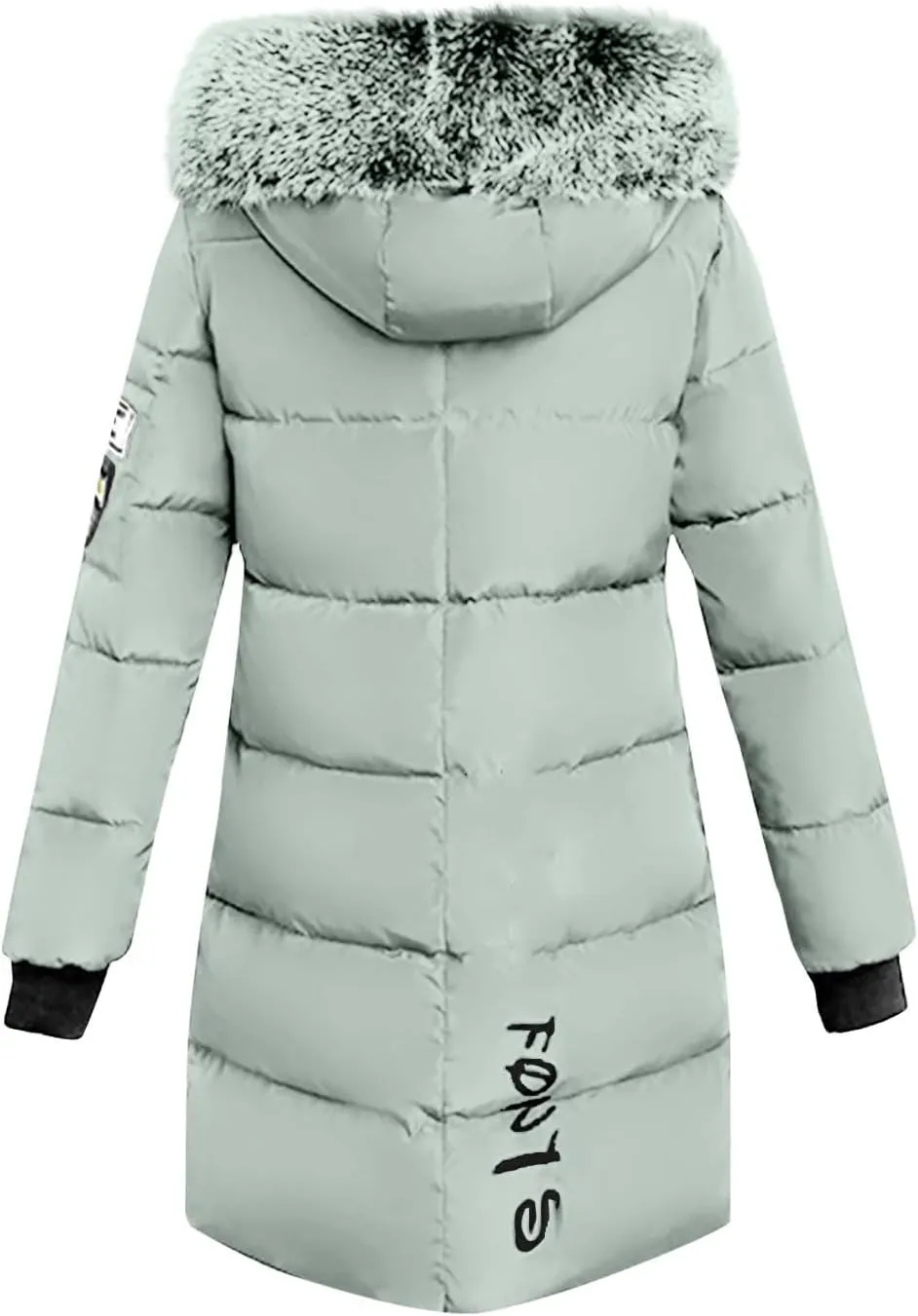 Womens Winter Long Puffer Coats Down Thicken Warm Quilted Jacket Mid-Length with Side Zipper Pocket Hood Outerwear