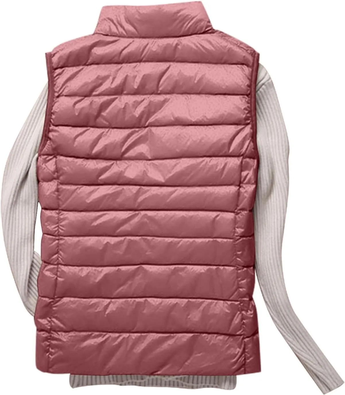Womens Zip Up Warm Puffer Jacket Vest Oversized Lightweight Y2k Sleeveless Outerwear Plus Size Fall Fashion 2024