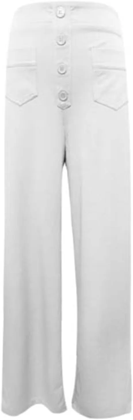Work Pants for Women Casual Straight Leg Loose Fit High Waisted Trousers Trendy Button Down Comfort Pants with Pockets