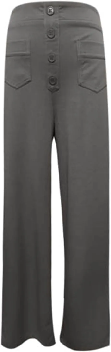 Work Pants for Women Casual Straight Leg Loose Fit High Waisted Trousers Trendy Button Down Comfort Pants with Pockets