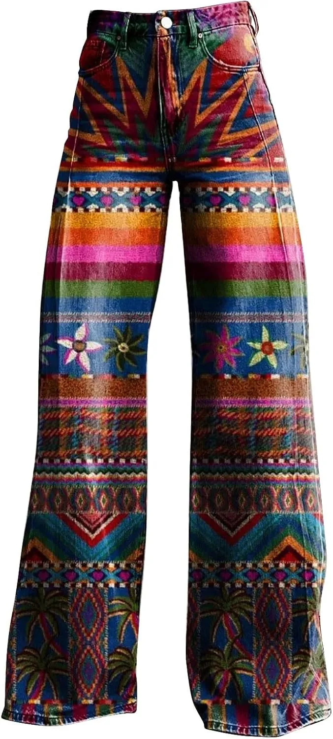 Workout Loose Pants with Pockets Printed Casual Pants Womens Wide Leg Yoga Pants Yoga Pants Joggers for Women with