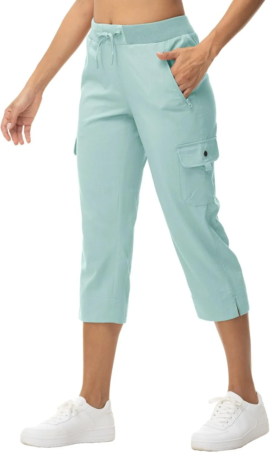 YSENTO Womens Cargo Capri Pants with 4 Pockets Summer Bottoms Lightweight Quick Dry Hiking Athletic Joggers