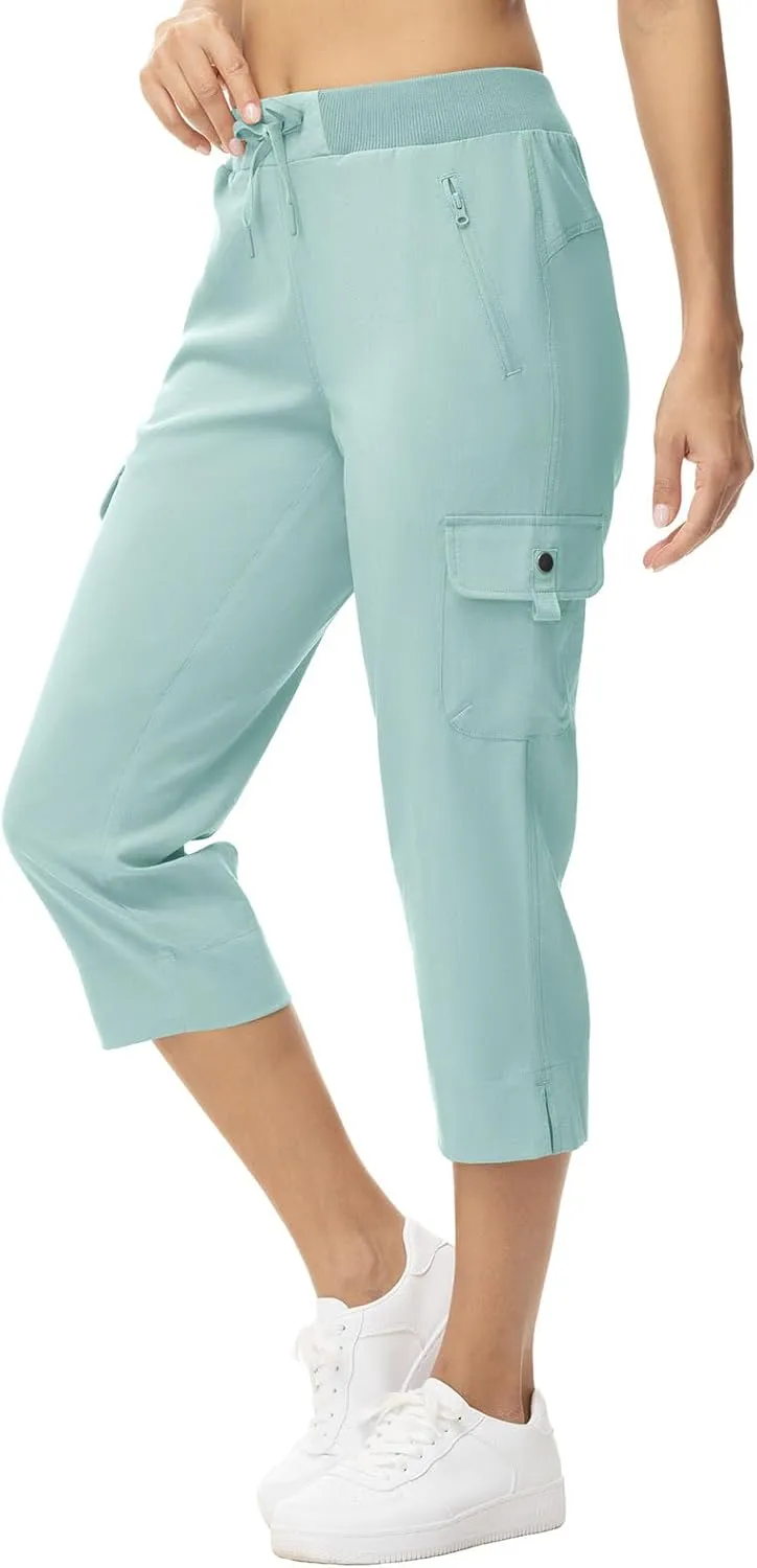 YSENTO Womens Cargo Capri Pants with 4 Pockets Summer Bottoms Lightweight Quick Dry Hiking Athletic Joggers