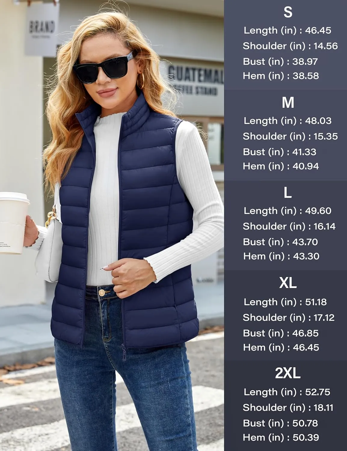 YUCOLEN Women's Puffer Vest Lightweight Stand Collar Zip Puffy Vests