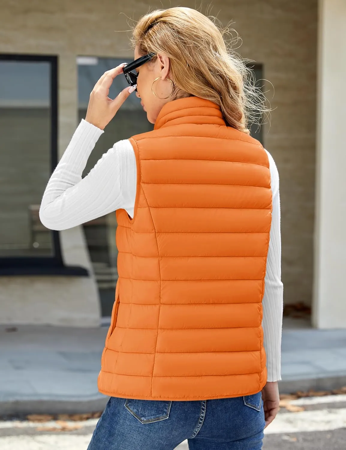 YUCOLEN Women's Puffer Vest Lightweight Stand Collar Zip Puffy Vests