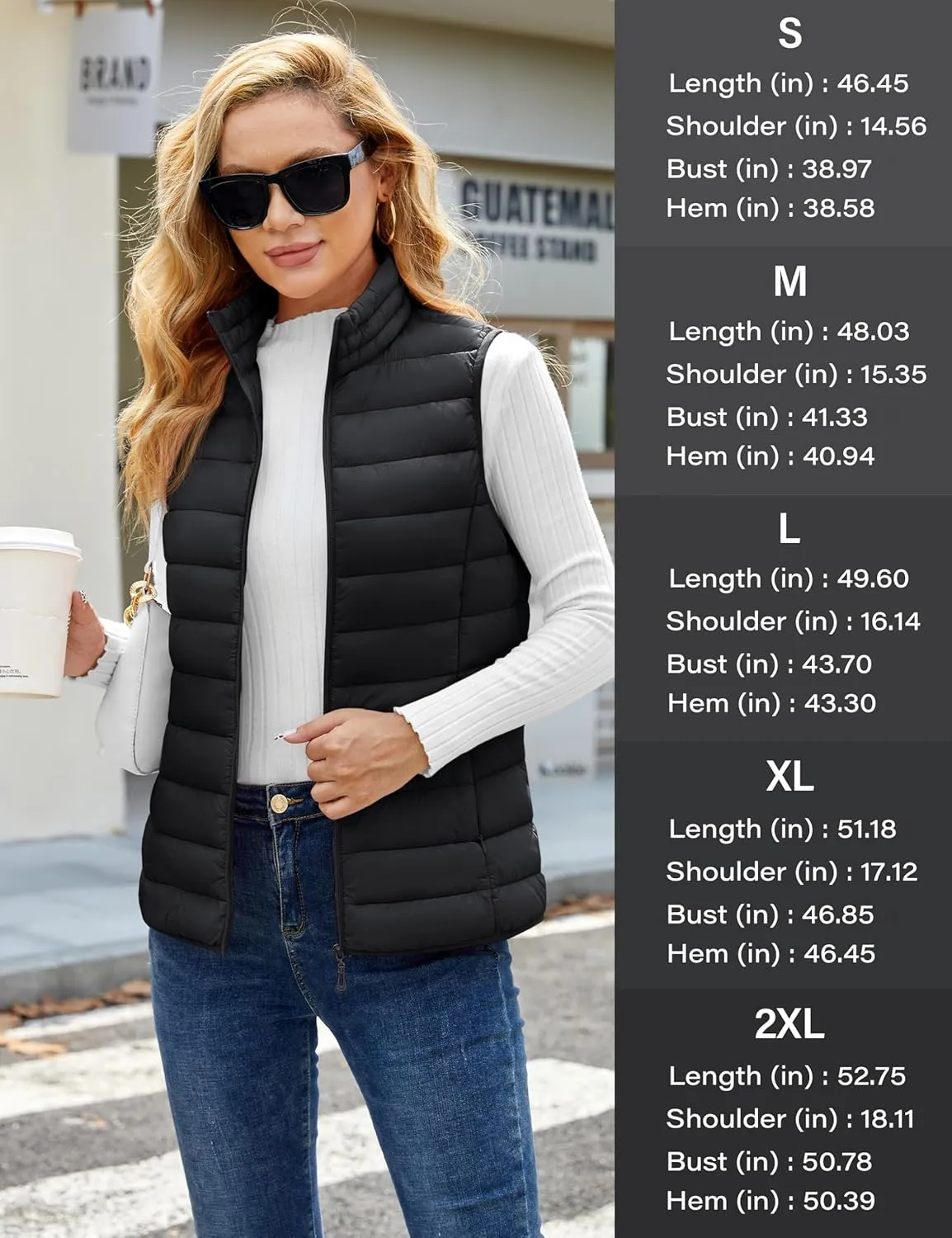YUCOLEN Women's Puffer Vest Lightweight Stand Collar Zip Puffy Vests