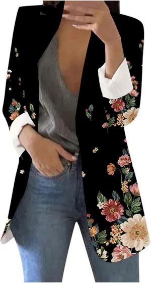 ZEFOTIM Blazers for Women Print Light Weight Trendy Trench Coats Ladies Work Professional Fashion Casual Jackets