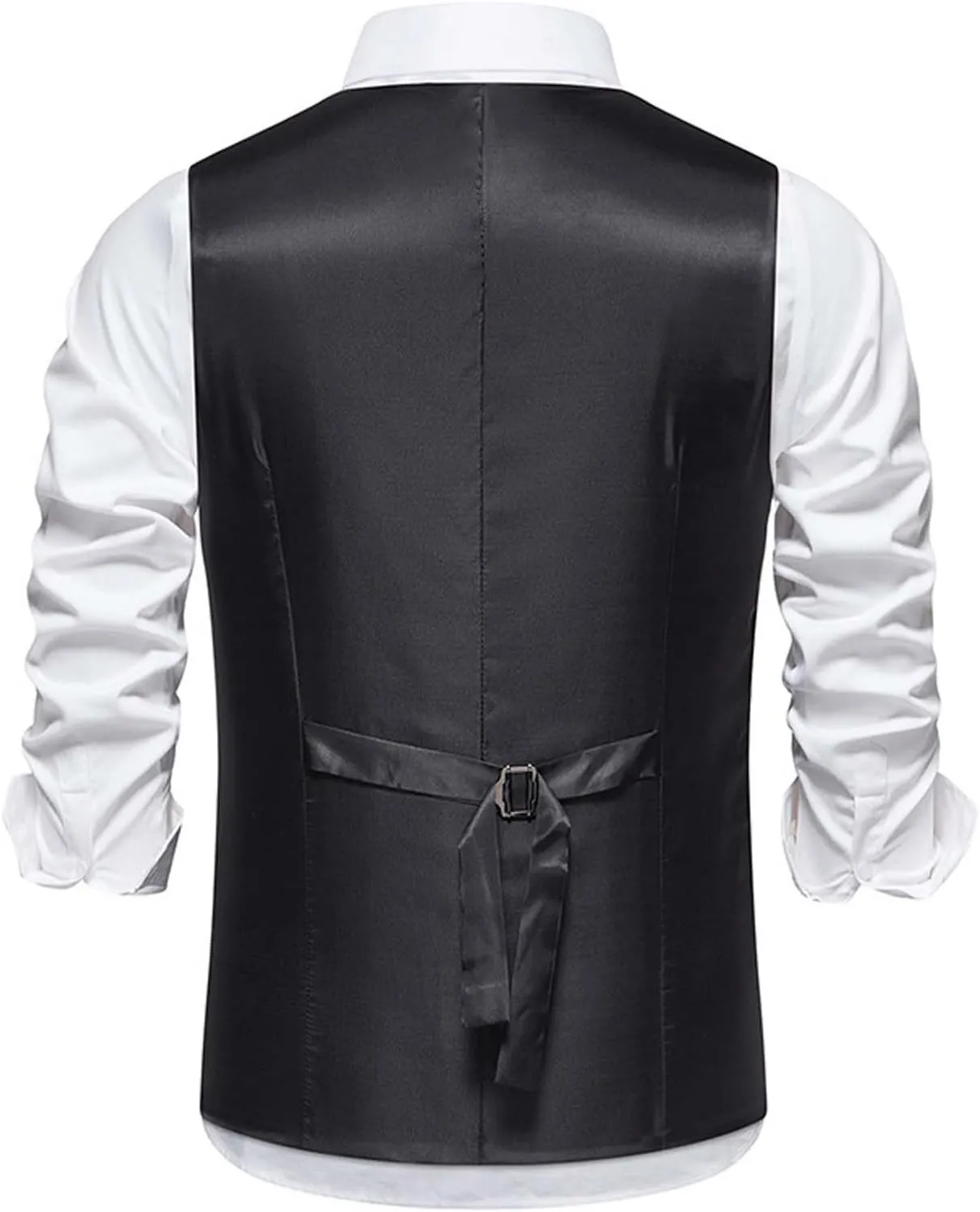 Zeiyignr Mens Business Casual Suit Vest V Neck Double Breasted Dress Vests Tweed Slim Fit Waistcoat for Wedding Formal Party
